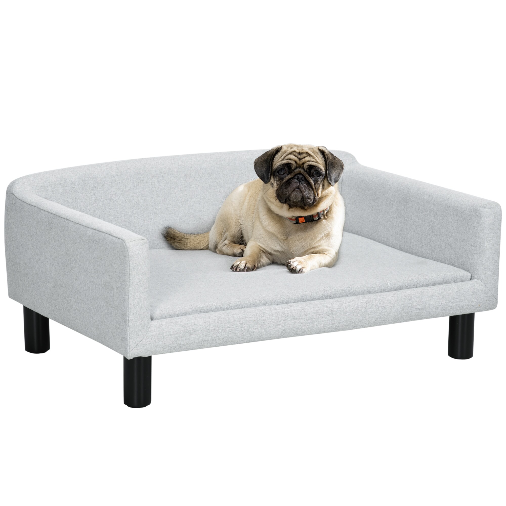 PawHut Hundesofa mit kuschligem Stoffbezug hellgrau 82 x 54 x 36 cm (BxTxH)