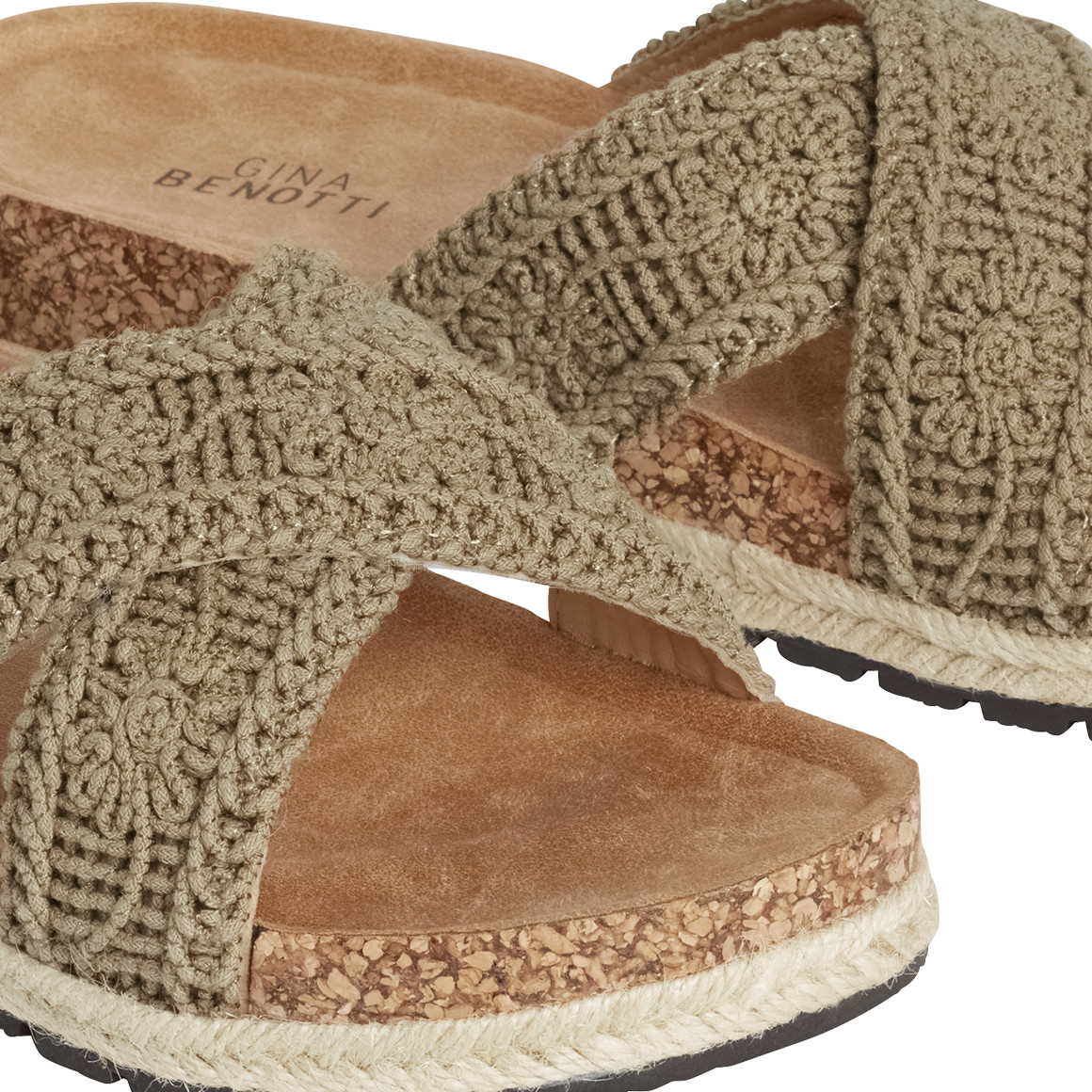 Gina Benotti Damen Sandalen mit überkreuzten Riemen beige