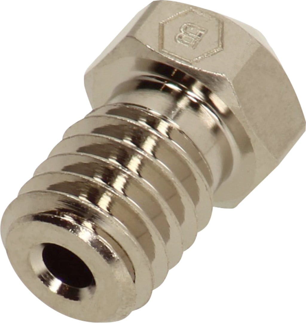 BROZZL  Düse Plated Copper für E3D V6, 0,4 mm    Speziell beschichtete Düse für E3D V6 Hot-Ends in verschiedenen Durchmessern