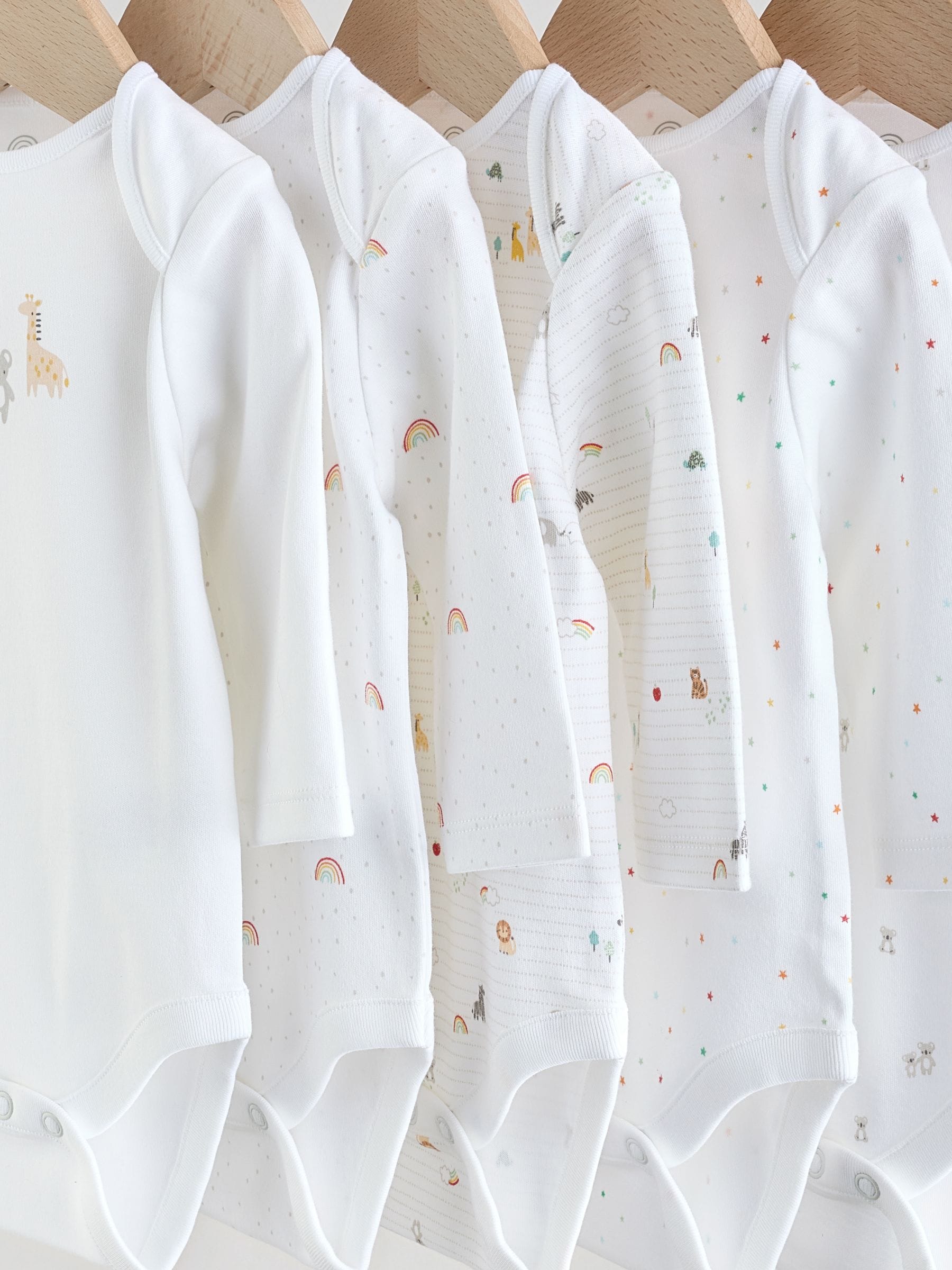 Wit met figuurprint - Baby Bodysuits met Lange mouwen van 100% katoen