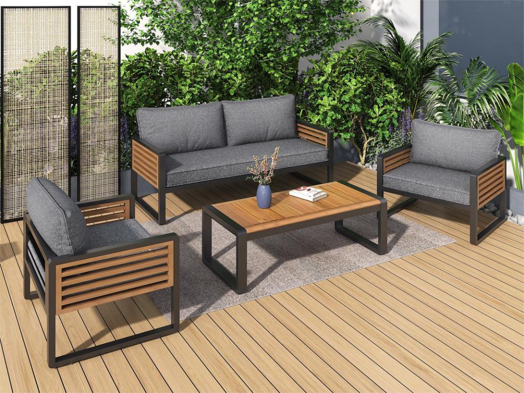 Salon Jardin Fer - Gris