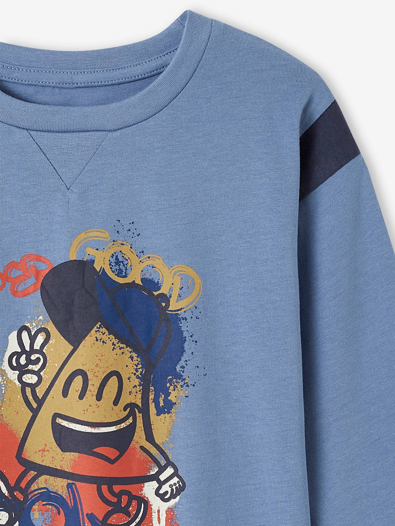 Camiseta azul chambray com estampa de mascote para meninos