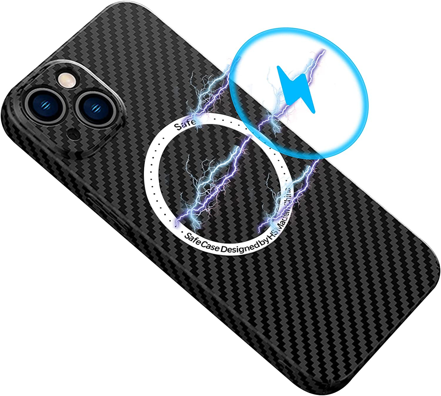 iPhone 12 MagSafe Hardcase Hülle im Carbon Look - Schwarz
