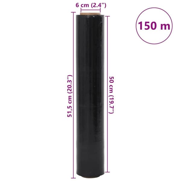 vidaXL Strekkfilm 2 stk svart 17 μm 50 cm x 150 m
