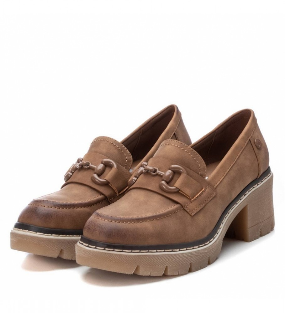 Mocassins Refresh Brown com Fivela - Altura do Salto 6cm -