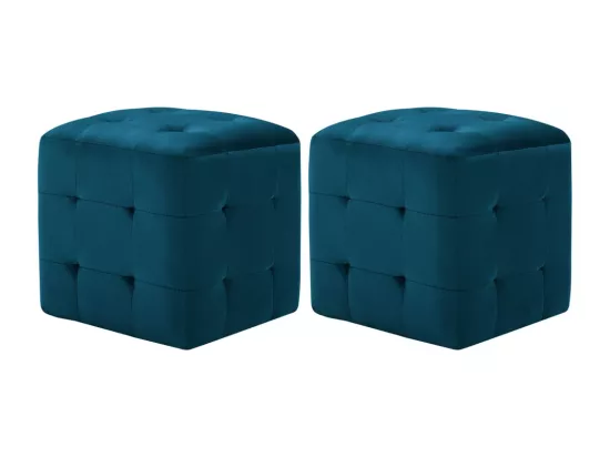 2 pièces Tables de chevet Bleu 30x30x30 cm Tissu velours