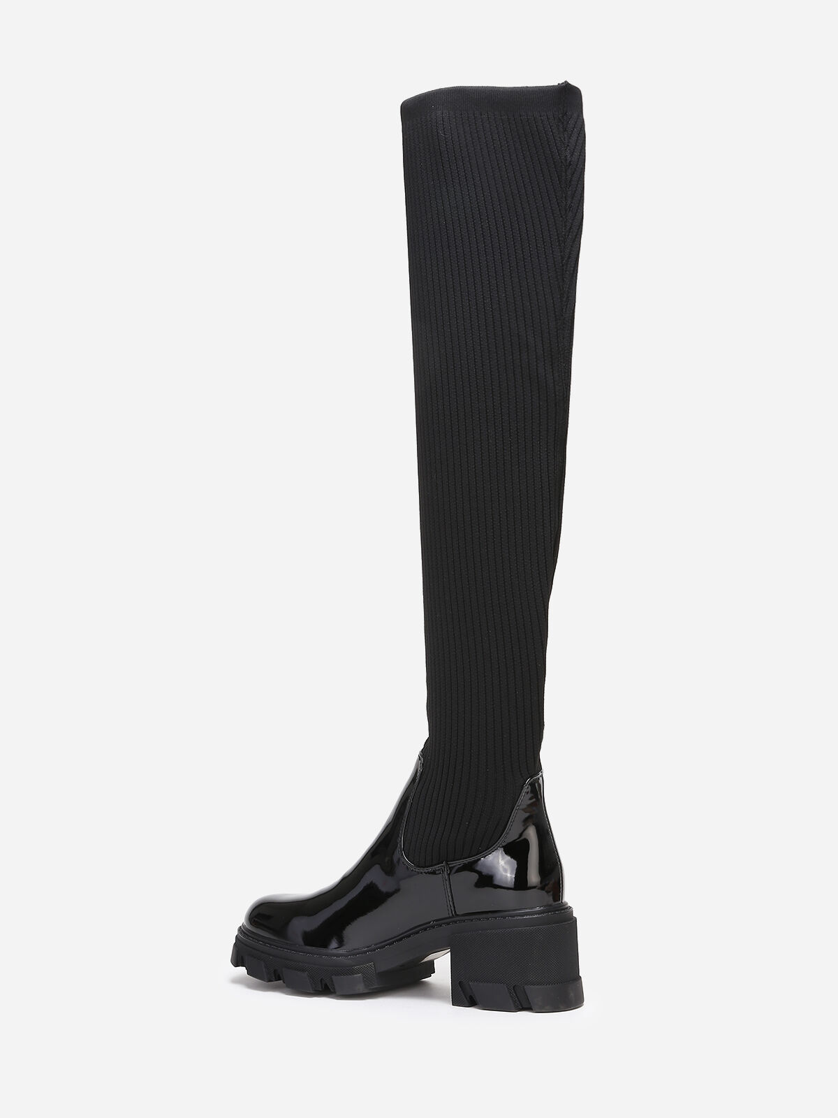 Cuissardes vernies et effet chaussettes- Noir