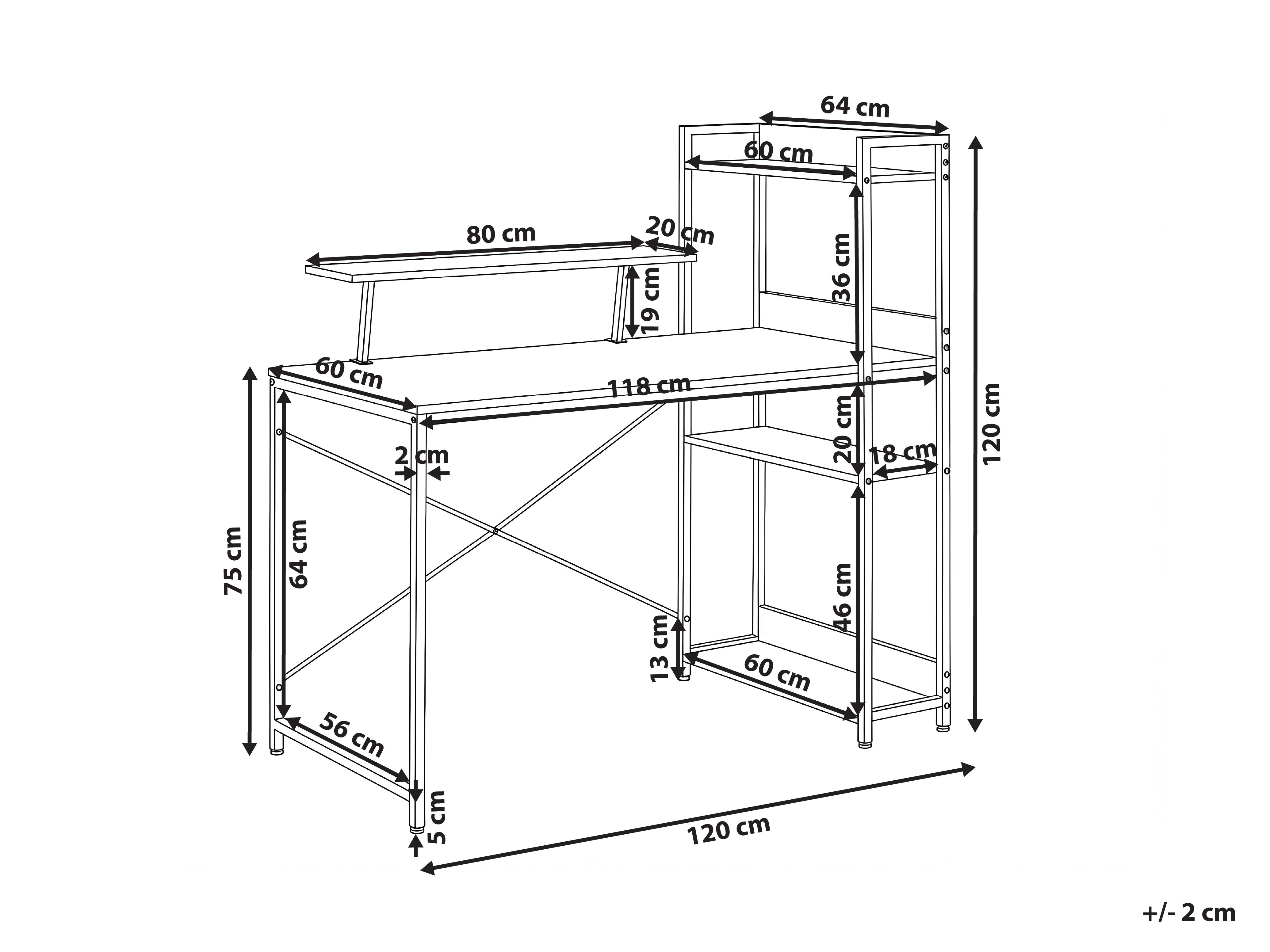 Game bureau BILOXY Zwart 120 cm 64 cm met opbergruimte LED