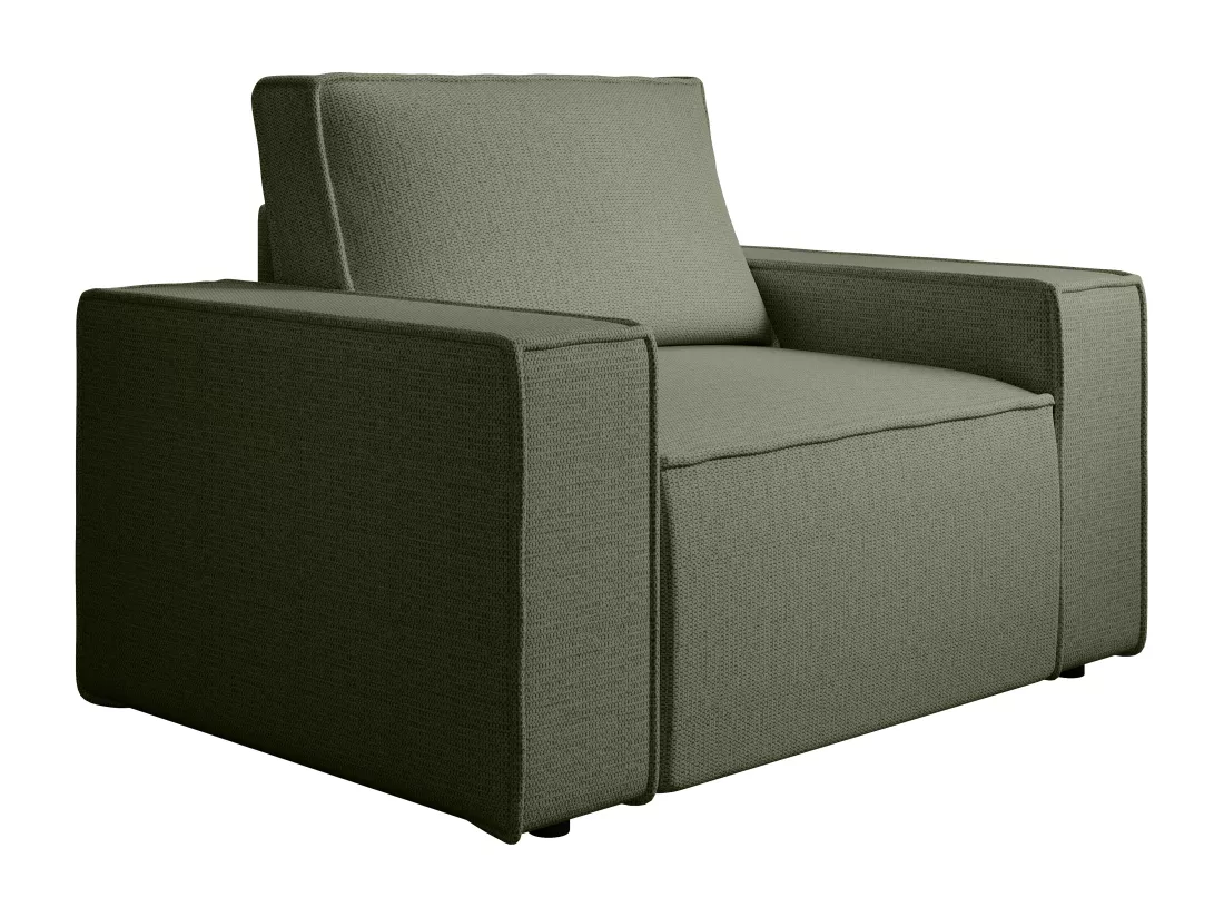 Fauteuil en tissu texturé vert AMELIA