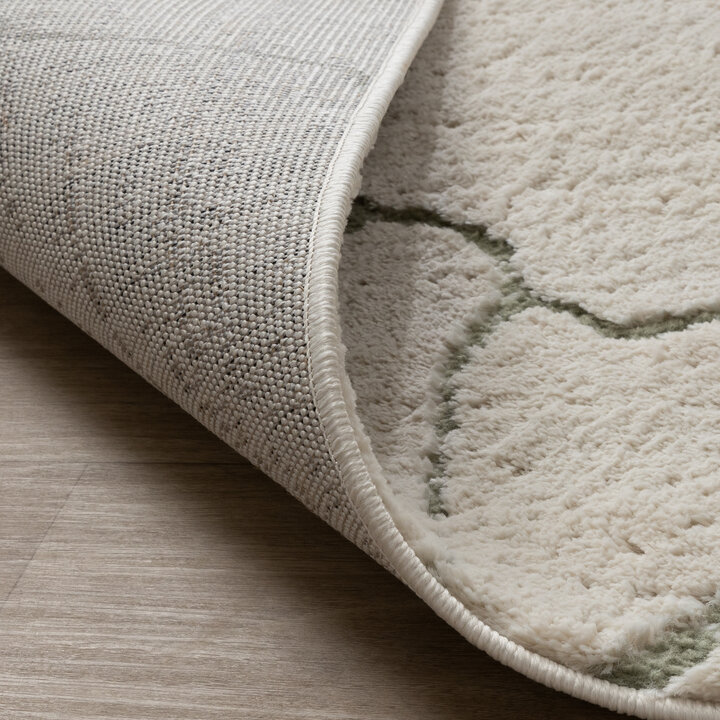 Scandinavisch vloerkleed - Yune Stone Creme/Groen