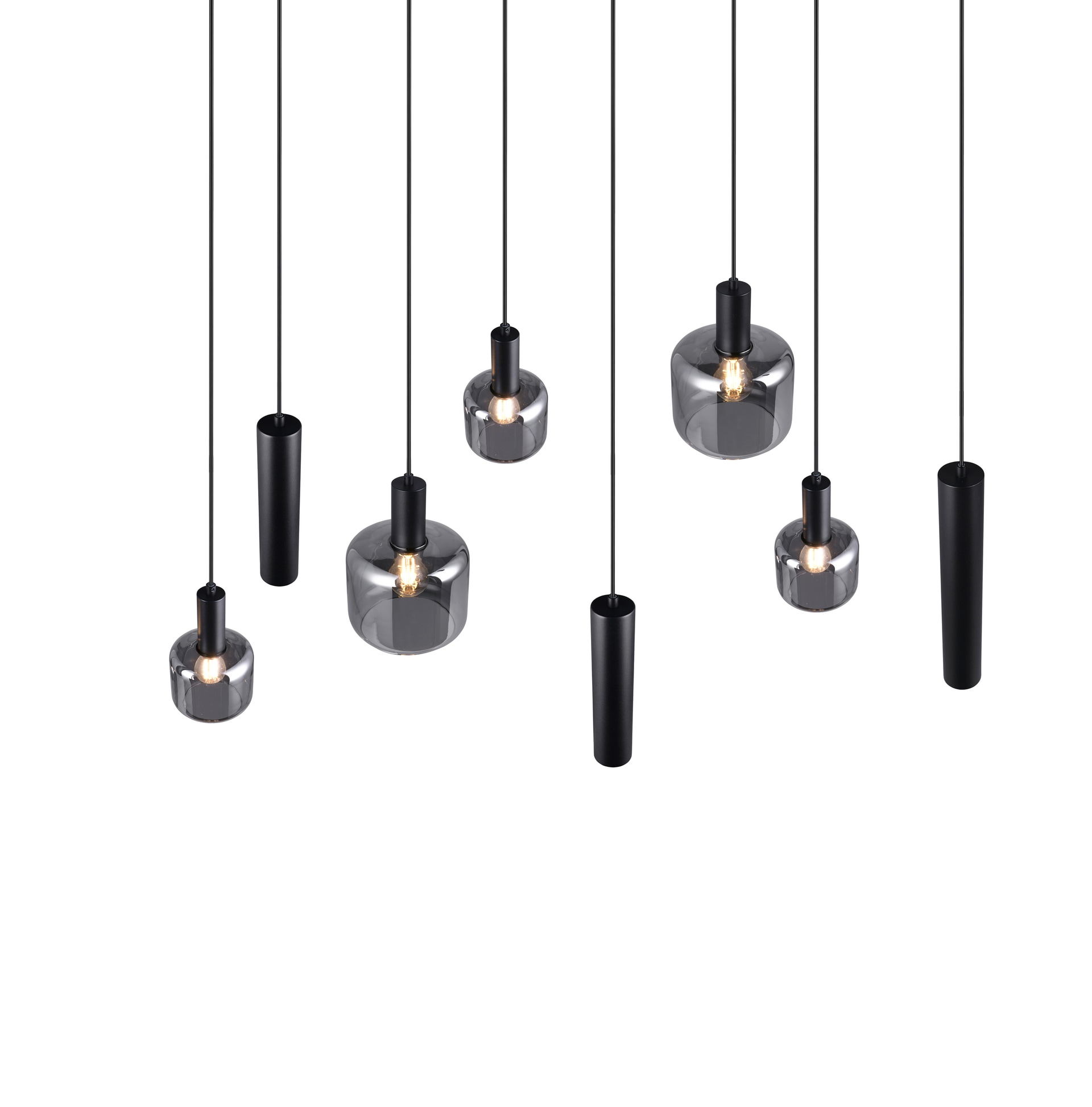 TRIO Retrofit Balkenpendel MATARO 8-flg schwarz /smoke