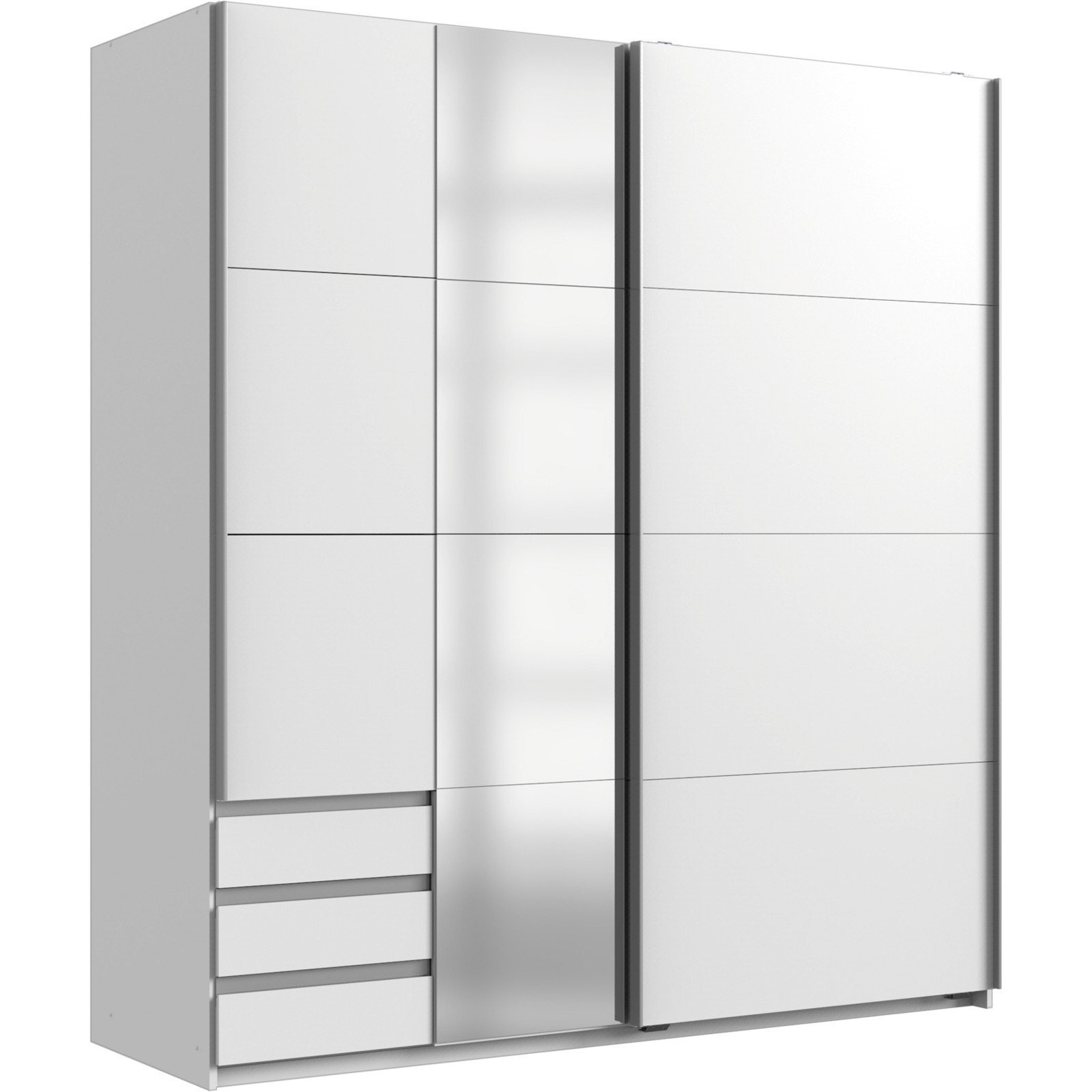 Schwebetürenschrank Saturn Dekor 175 x 191 x 59 cm weiss / grau