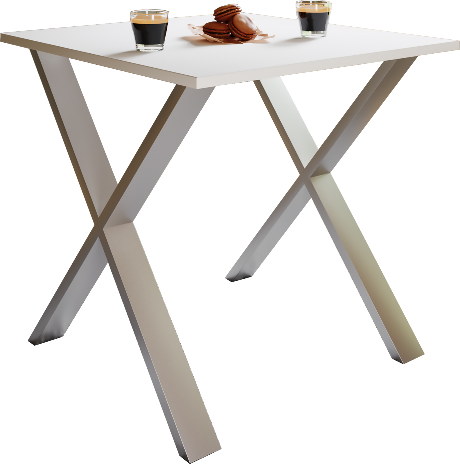 Esstisch XONA - X-Gestell - weiß - 80 cm