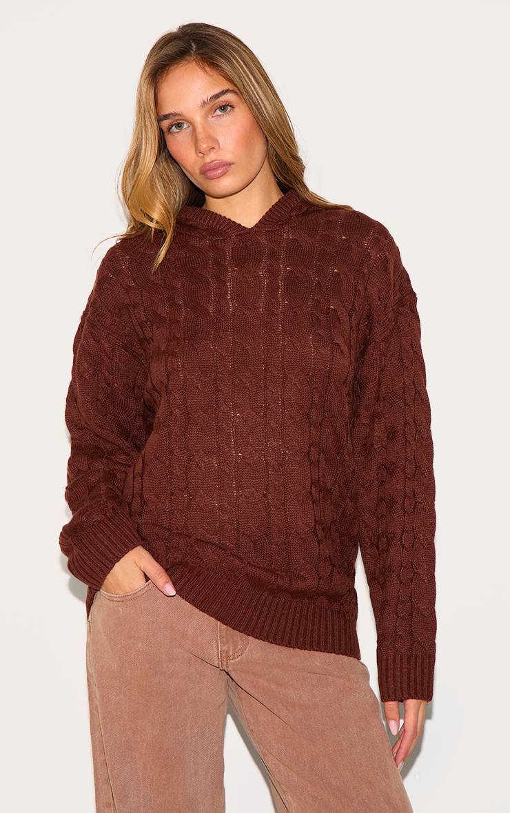 Chocolat Sweat À Casynthétiqueche Surdimensionné En Maille Torsadée