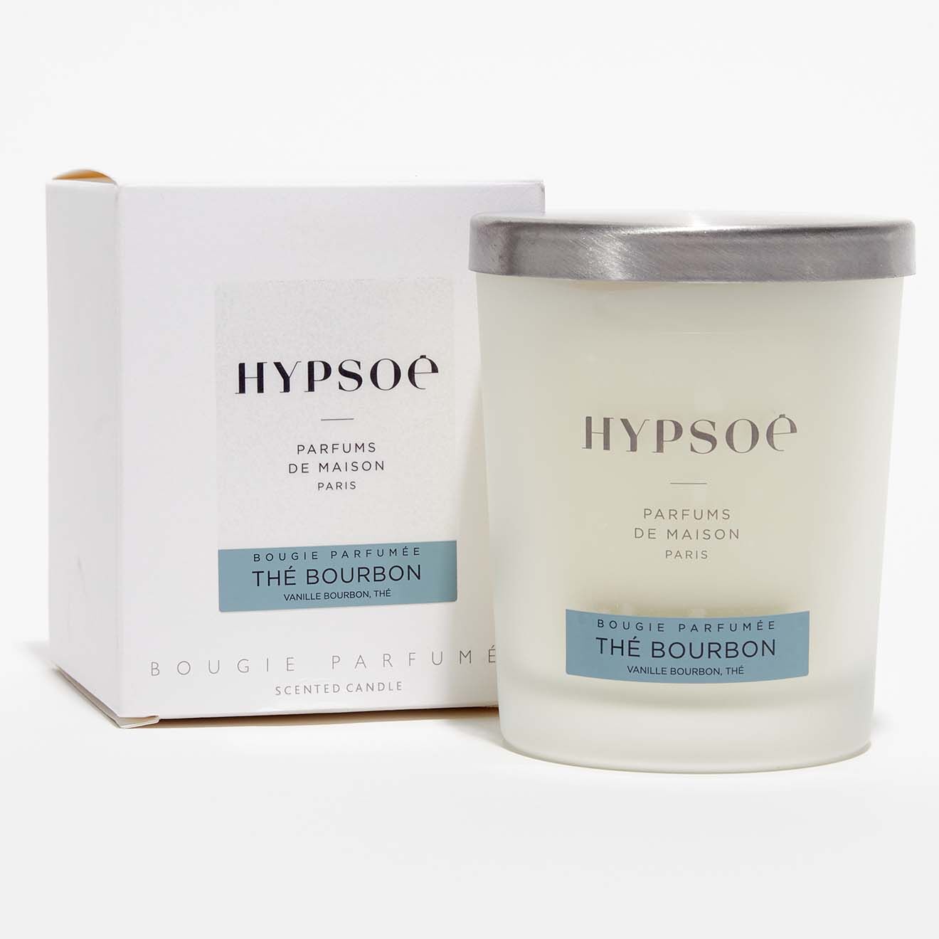 Hypsoé Bougie parfumée Silver Cover Thé Bourbon - 1 mèche 50h