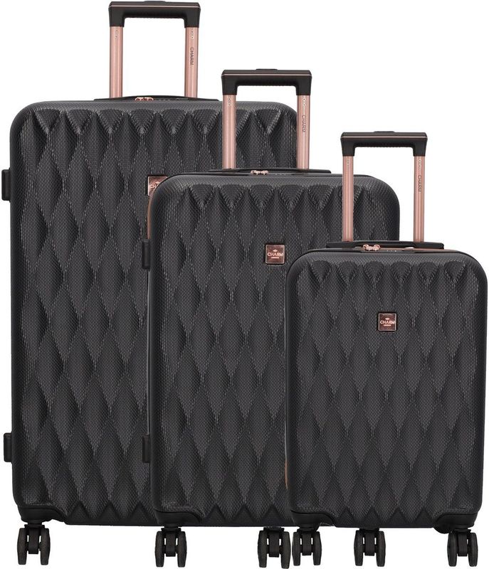 Charm London Honey Travel Kofferset - 3 delig - Zwart