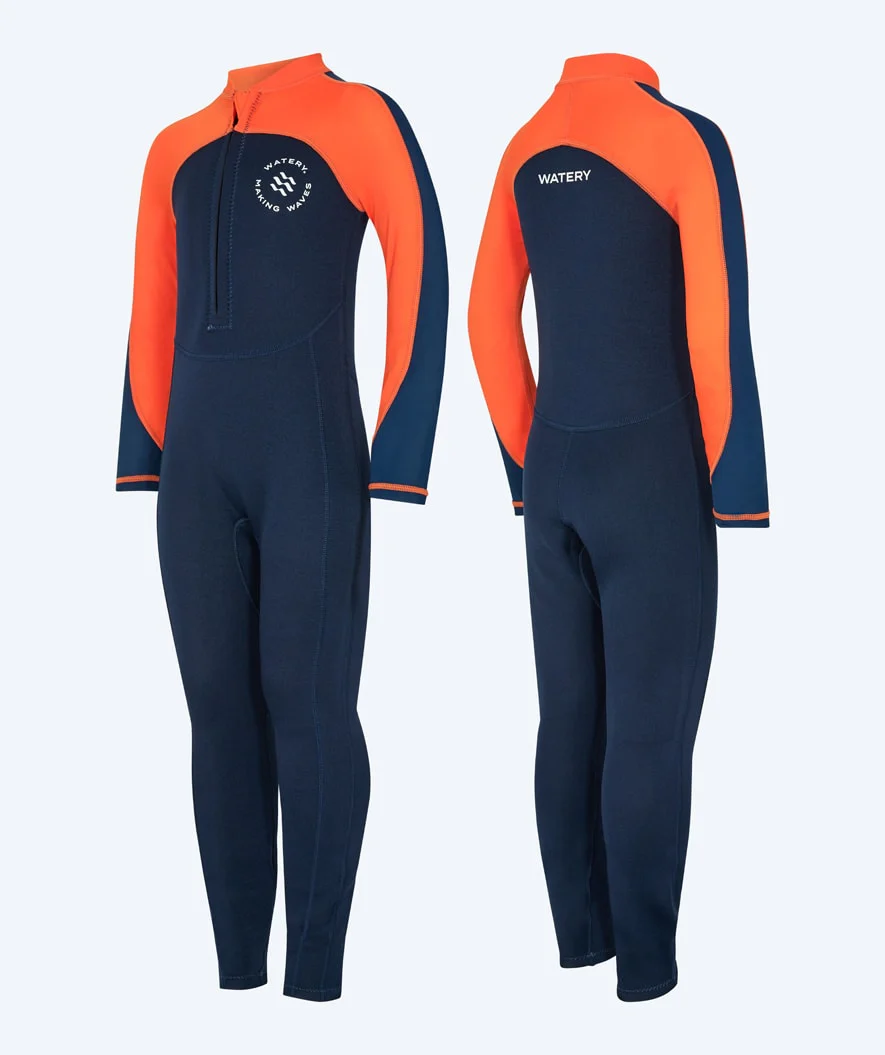 Watery UV våddragt til børn - Calypso Full-Body - Orange/blå