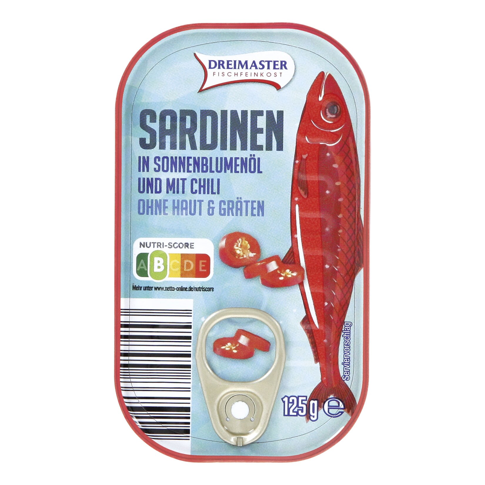 Dreimaster Sardinen ohne Haut und Gräten 125 g, verschiedene Sorten, 36er Pack