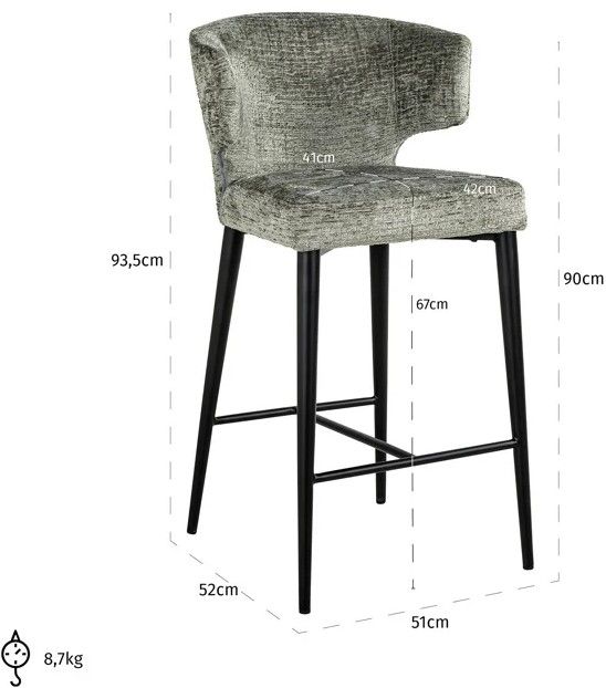 Barstoel S4715 Thyme Fusion Taylor B51 x D52 x H93.5 cm
