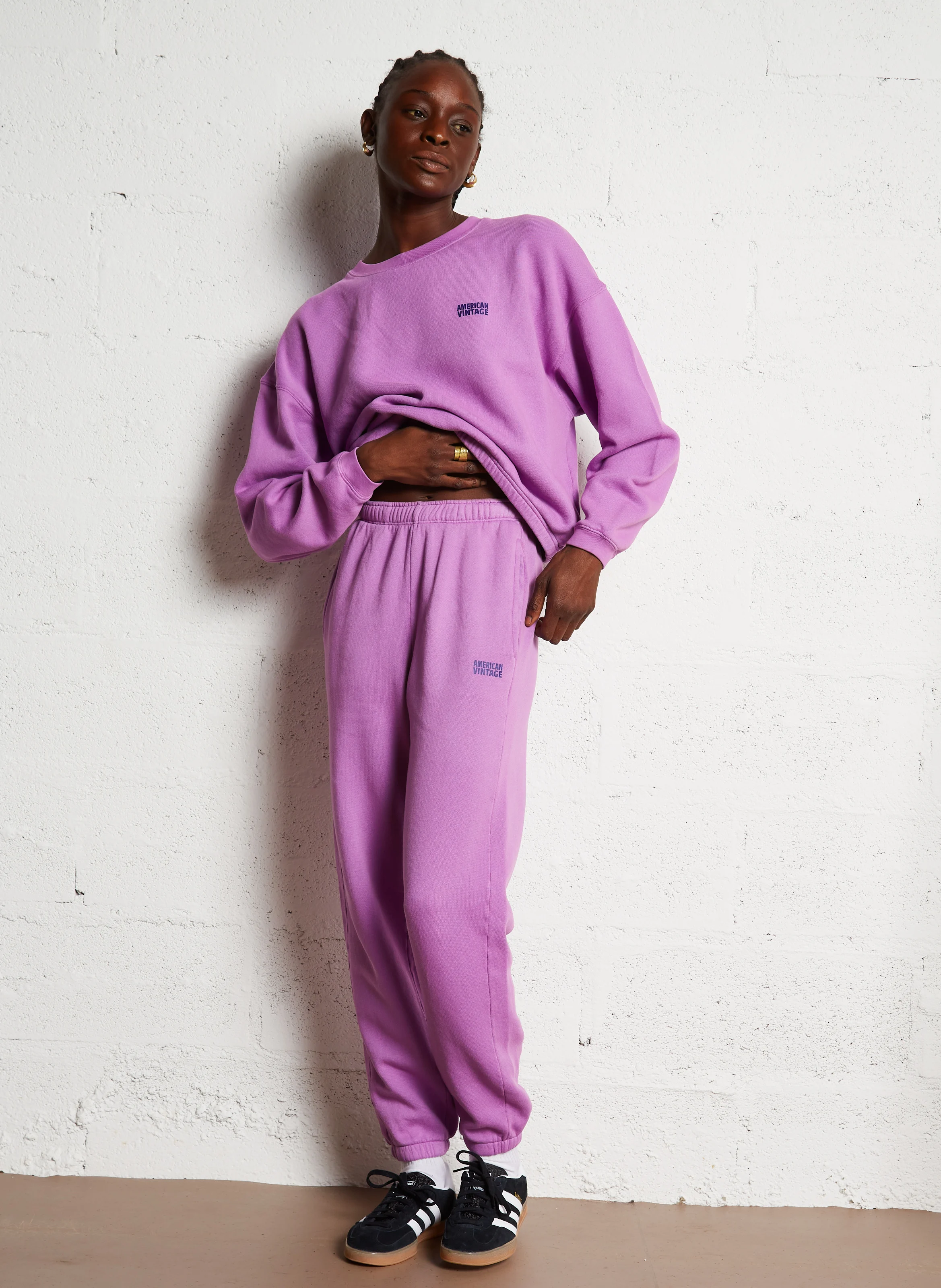 IZUBIRD - Jogging taille haute en coton mélangé | Violet