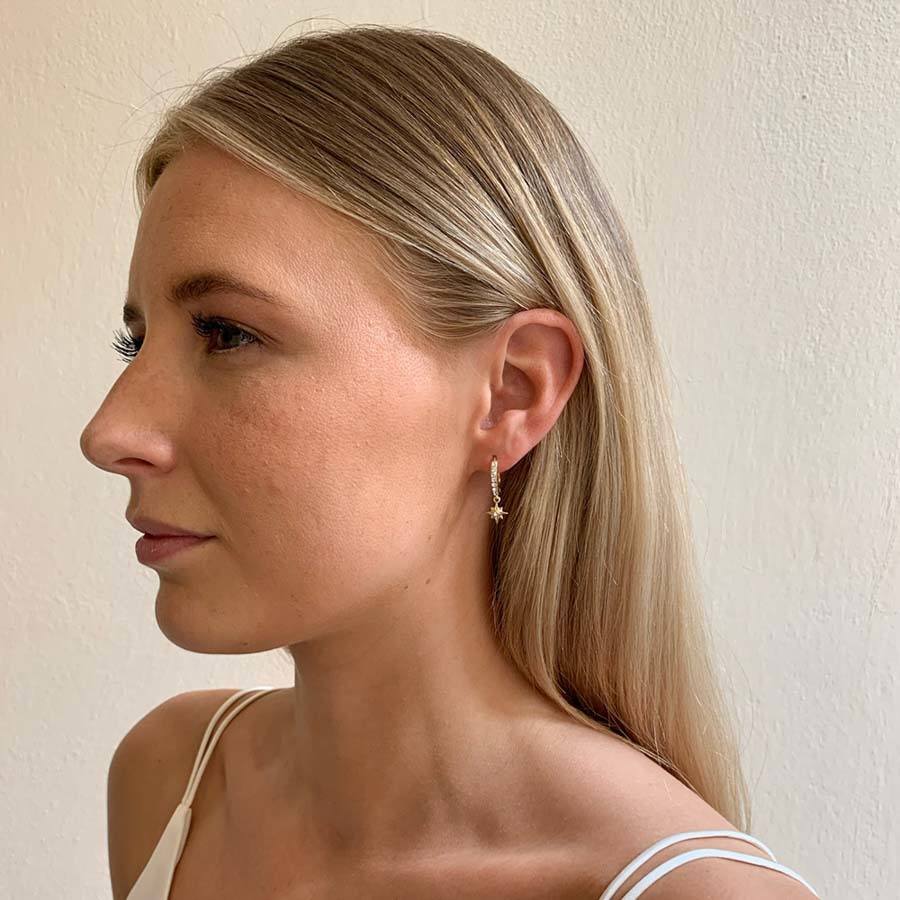 Snö Of Sweden Feliz Ring Stone Earring Gold/Clear 14,5mm
