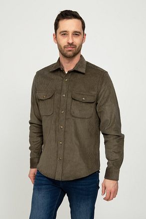 Suitable Overshirt Corduroy Donkergroen 247-3 Heavy cord Green kopen