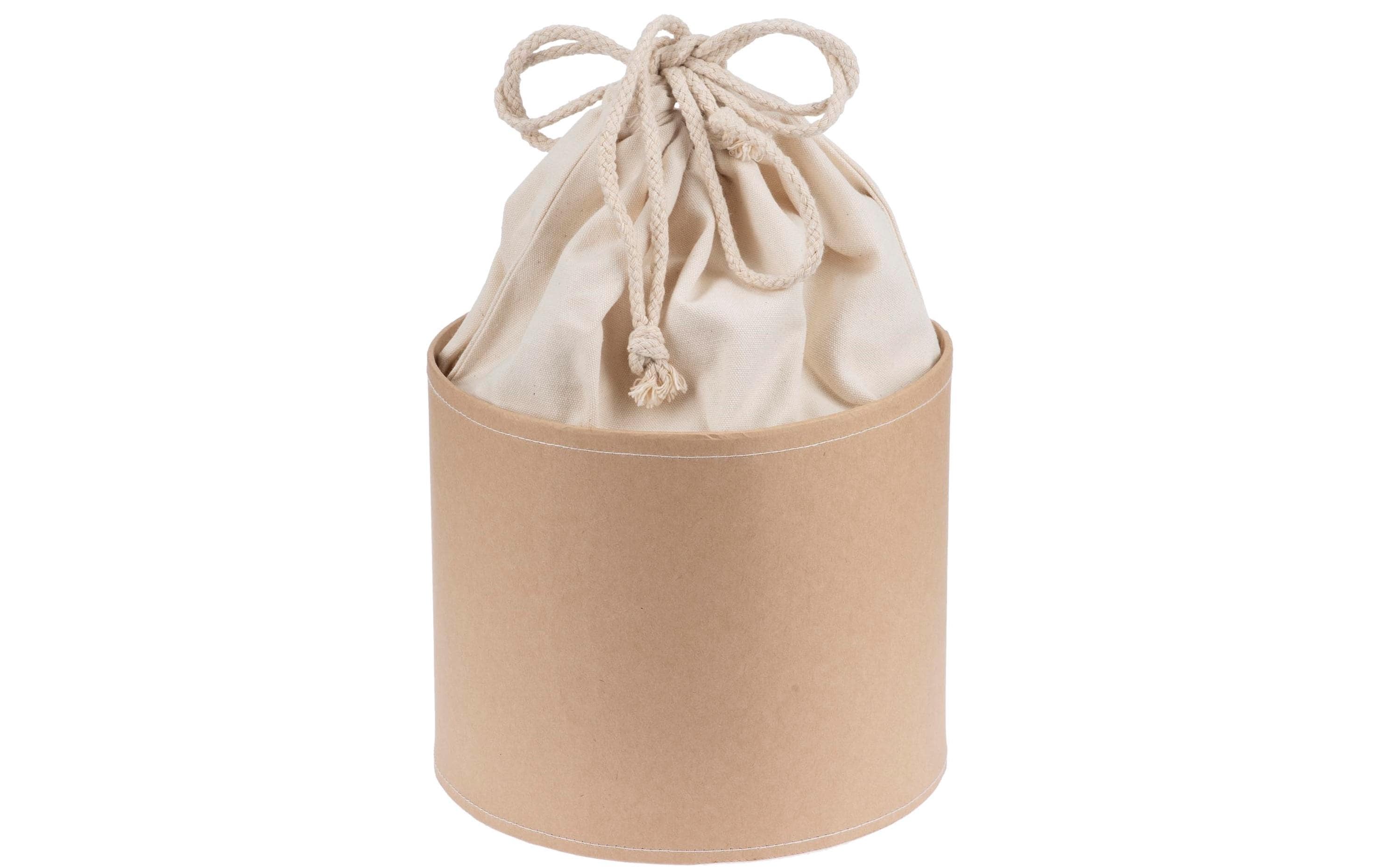 Kartoffelsack in Pappbox, 15 cm, Nature/WeissKompakter Kartoffelsack in Pappbox