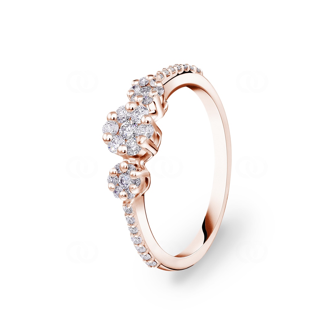 0.40 Karat Trilogie Diamantring 750/18 K Roségold