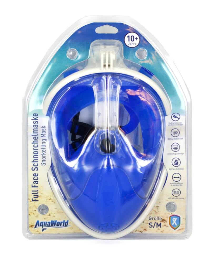 Full Face Schnorchel-Maske, blau-weiß