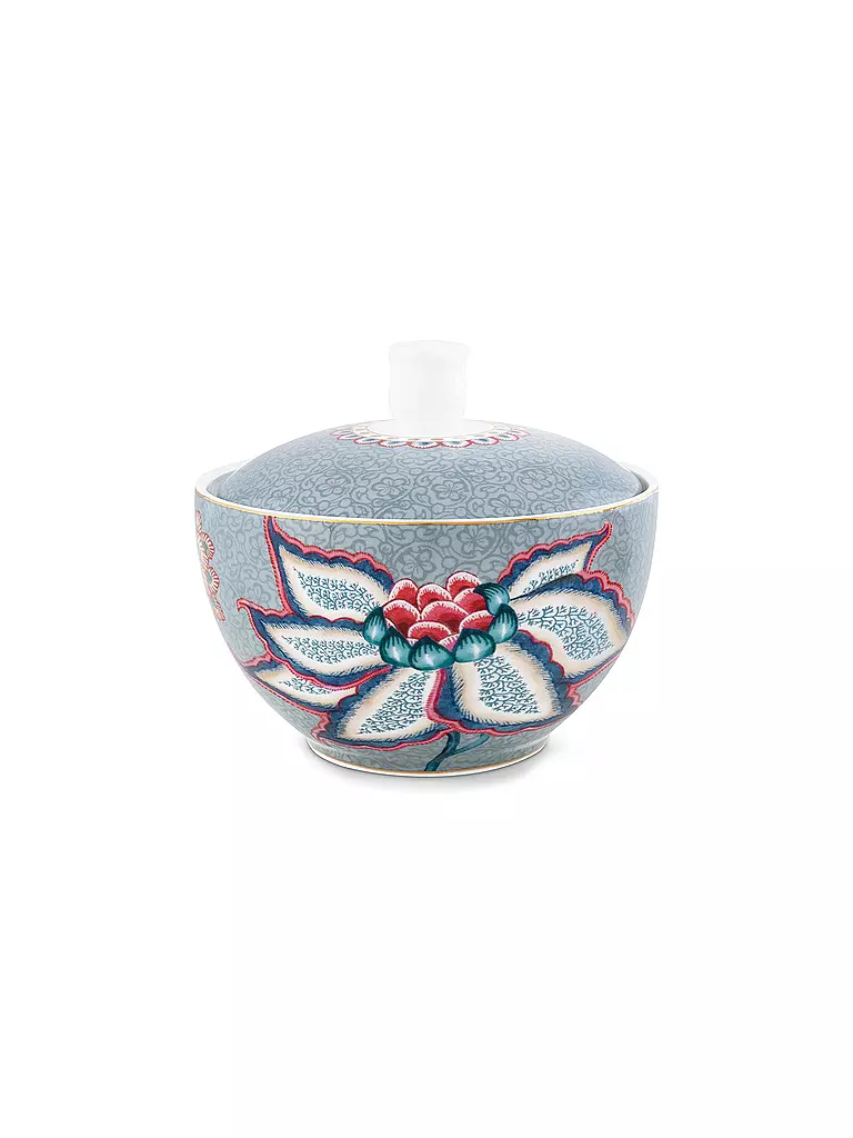 PIP STUDIO Zuckerdose klein 300ml FLOWER FESTIVAL Light Blue hellblau
