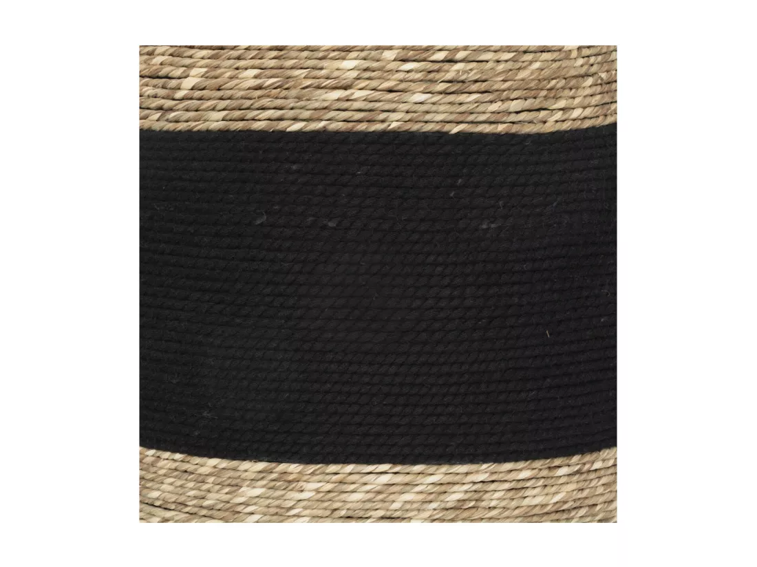 Lampe à poser en Coton Noir et Osier tressé H 58 cm
