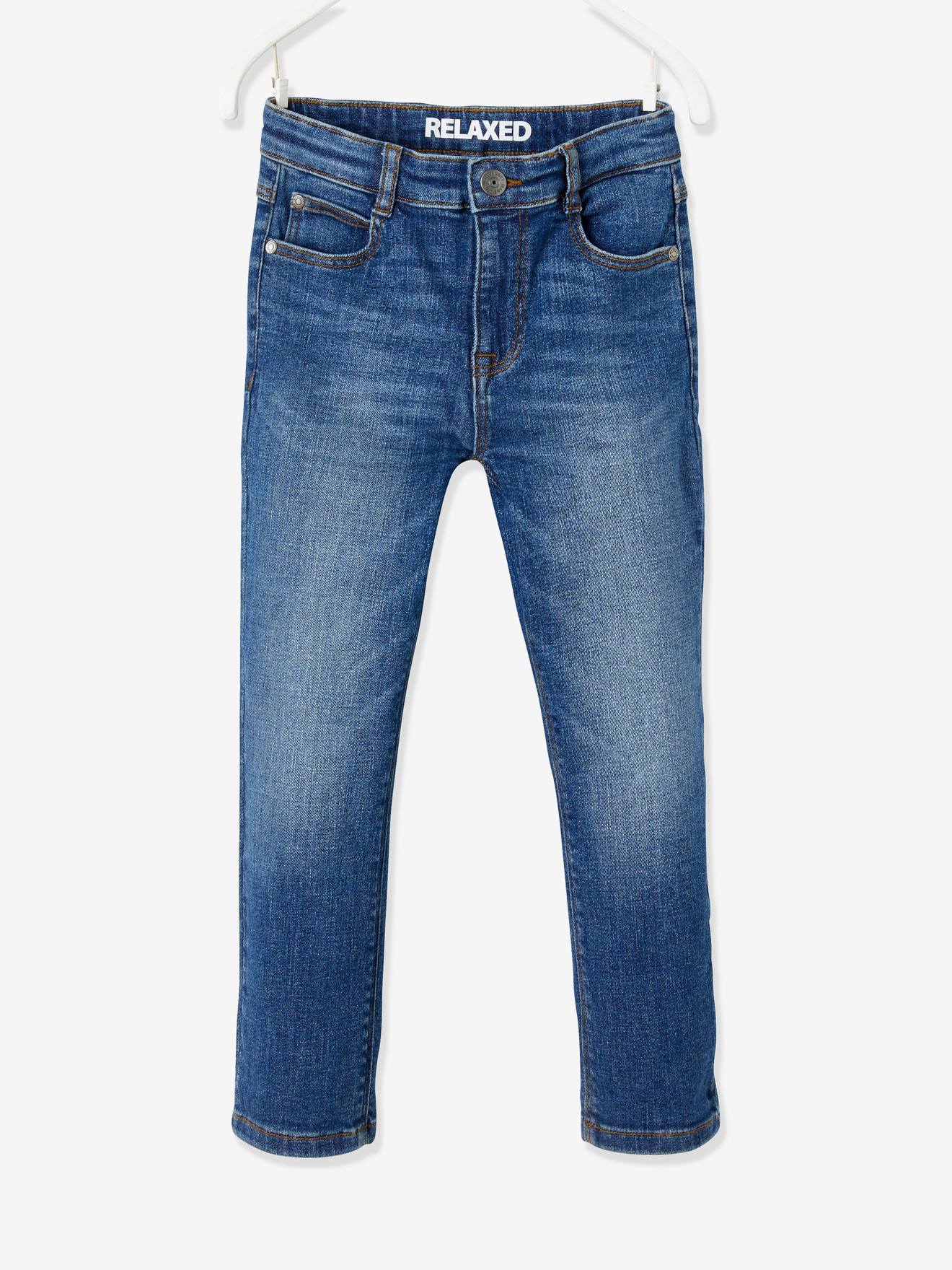 Calça jeans folgada e de cintura baixa para meninos, em denim cinza.