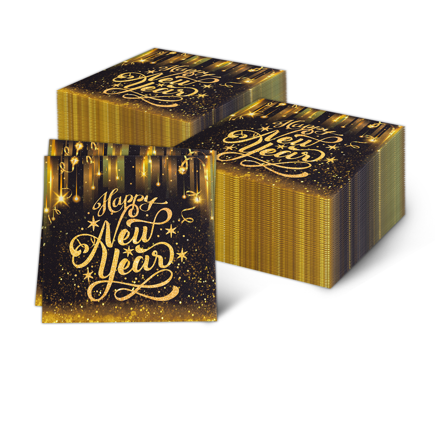 (100er Set) 33x33cm Einweg Servietten Silvester Party Tisch Dekoration - Happy New Year
