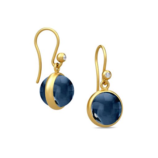 Julie Sandlau Prime Øreringe, Guld/Saphire Blue