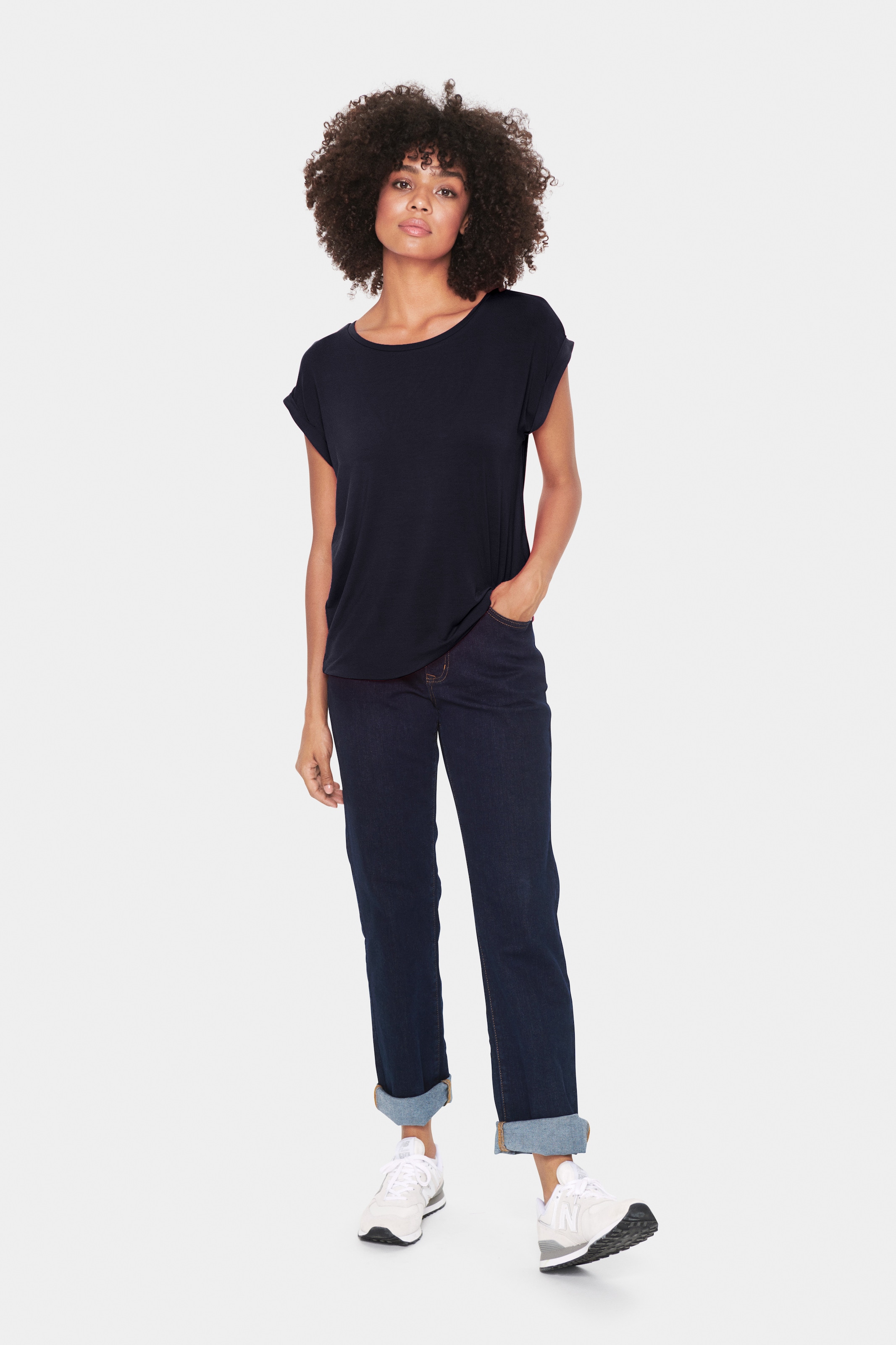 Saint Tropez Rundhalsshirt , Basic in edler LYOCELL Qualität