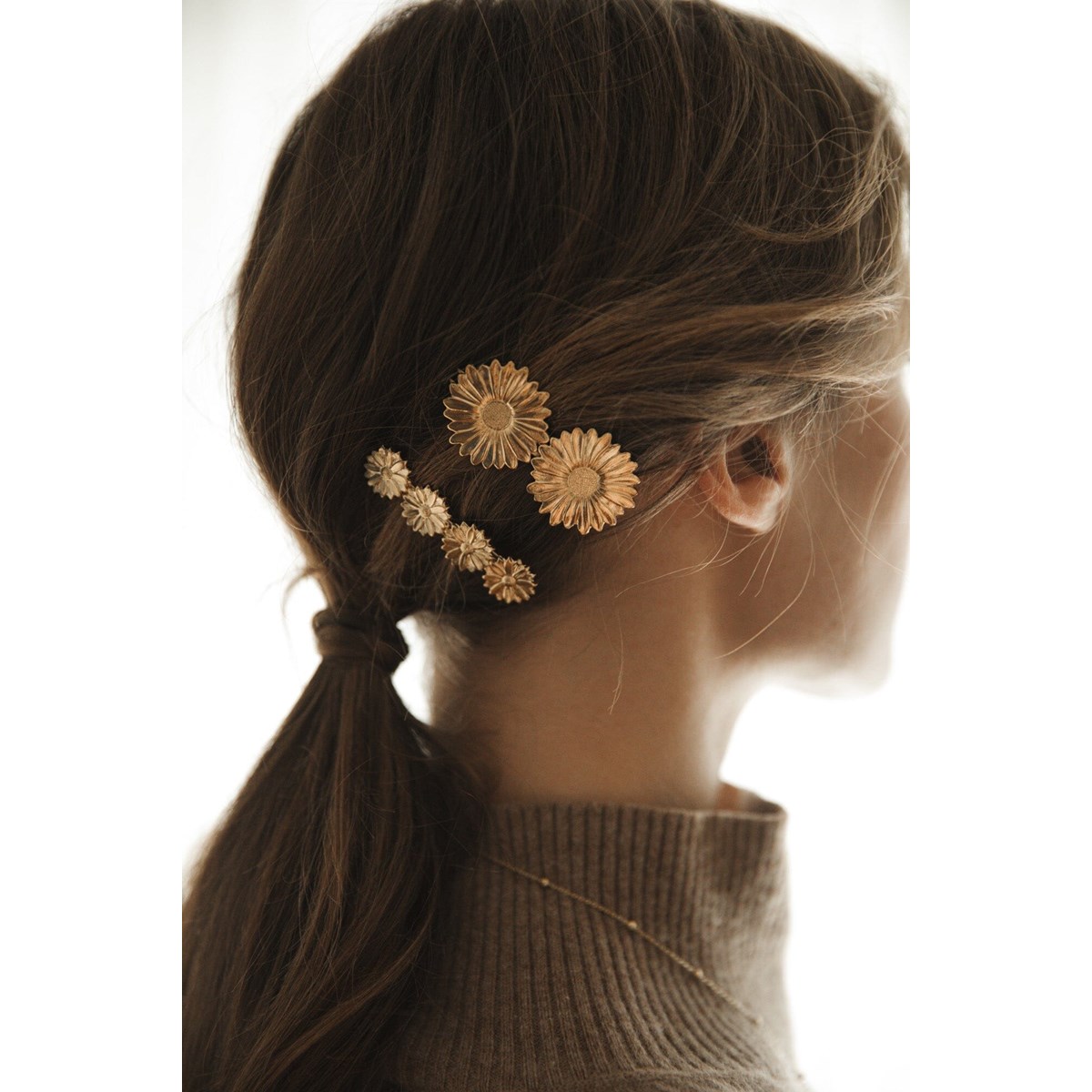 barrette fleurs doré à l'or fin - MAÏA