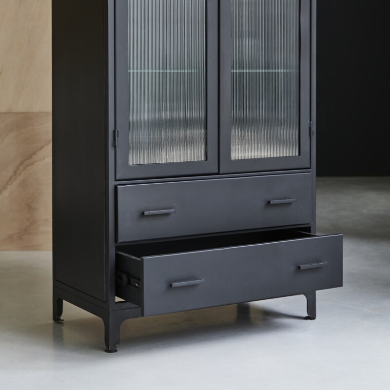 Vitrine haute Emil en métal H 212 cm, noir