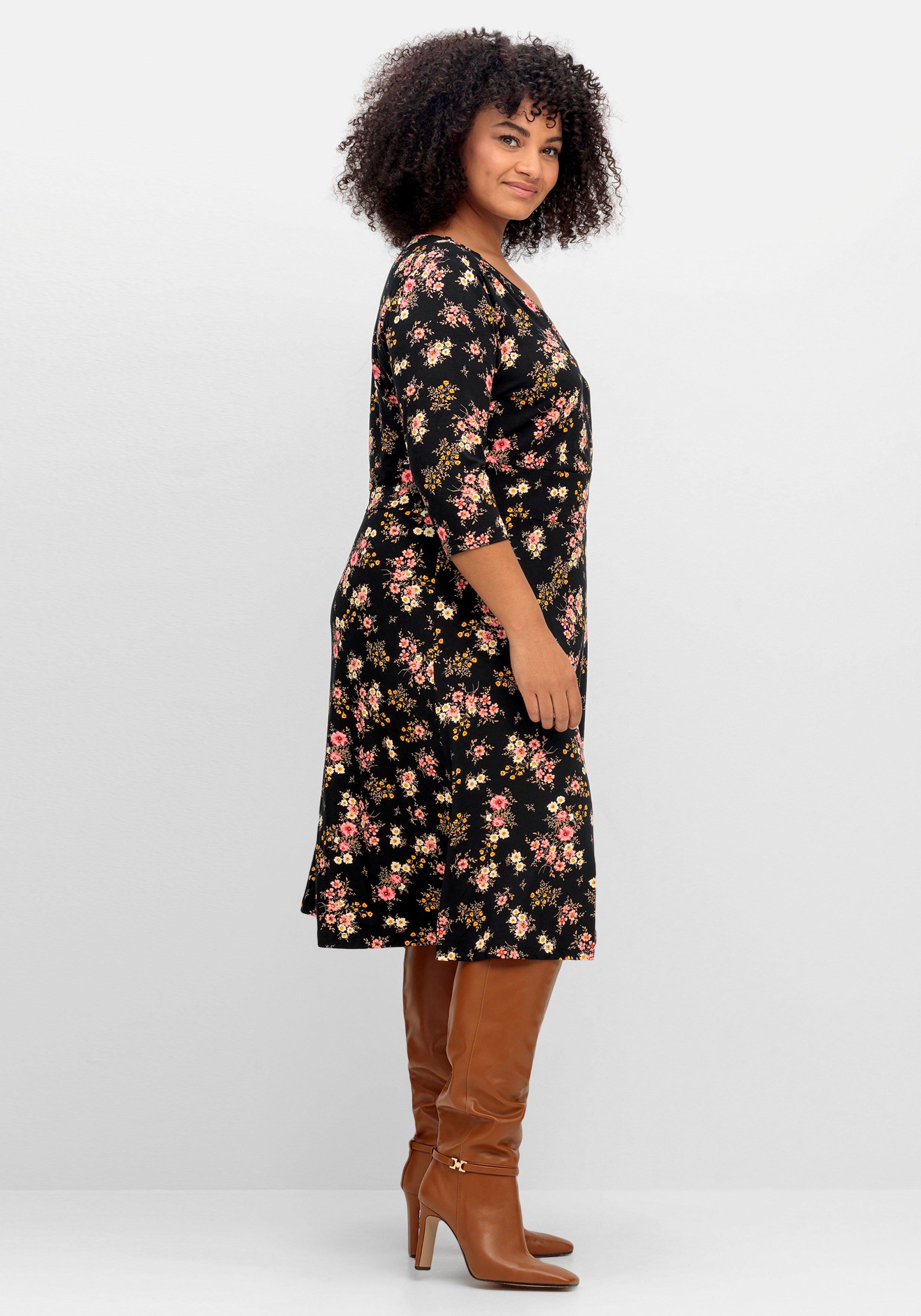 Jerseykleid in Wickeloptik, mit Blumendruck