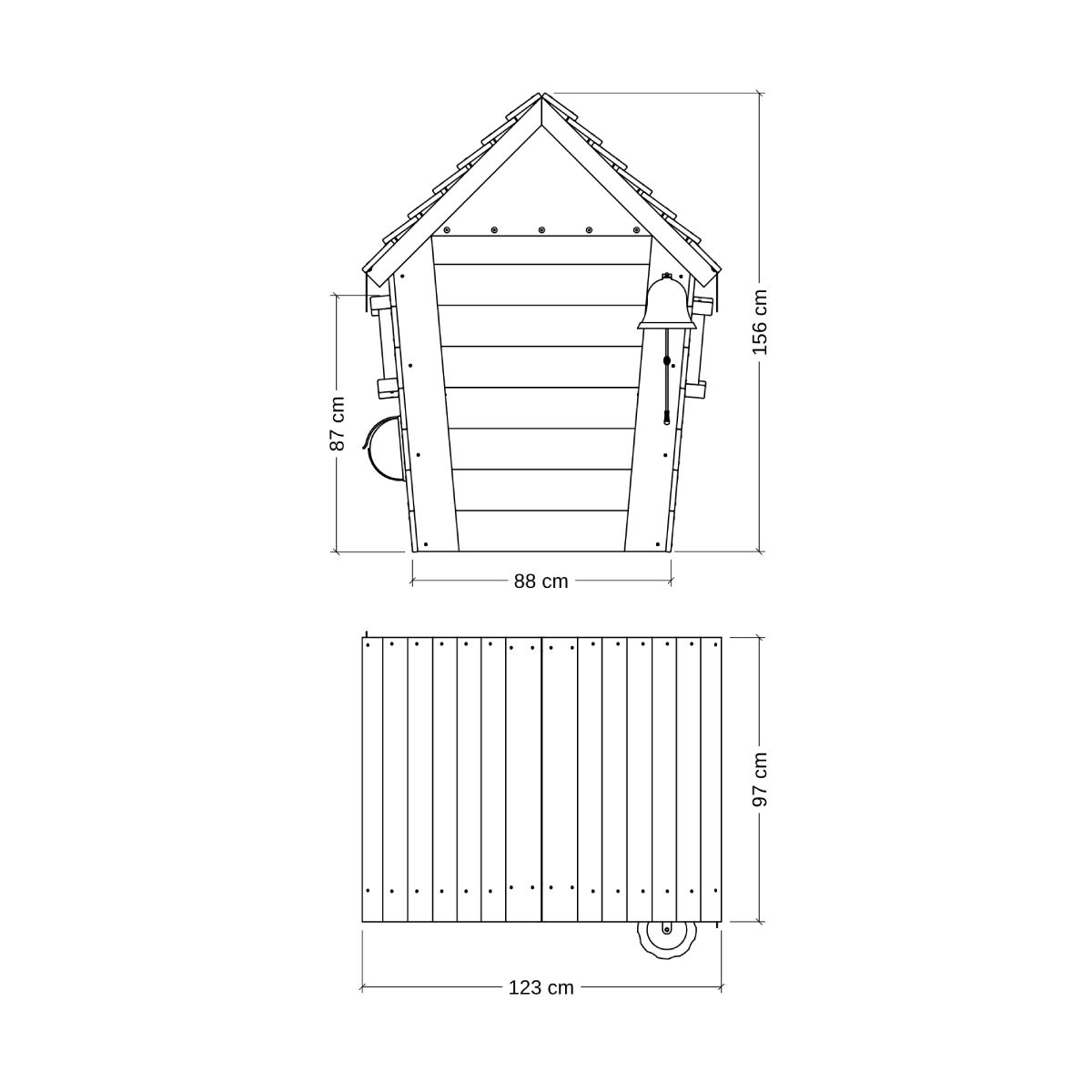 WICKEY Kinderspeelhuis Stal met Houten Dak en Raam - Pastelblauw