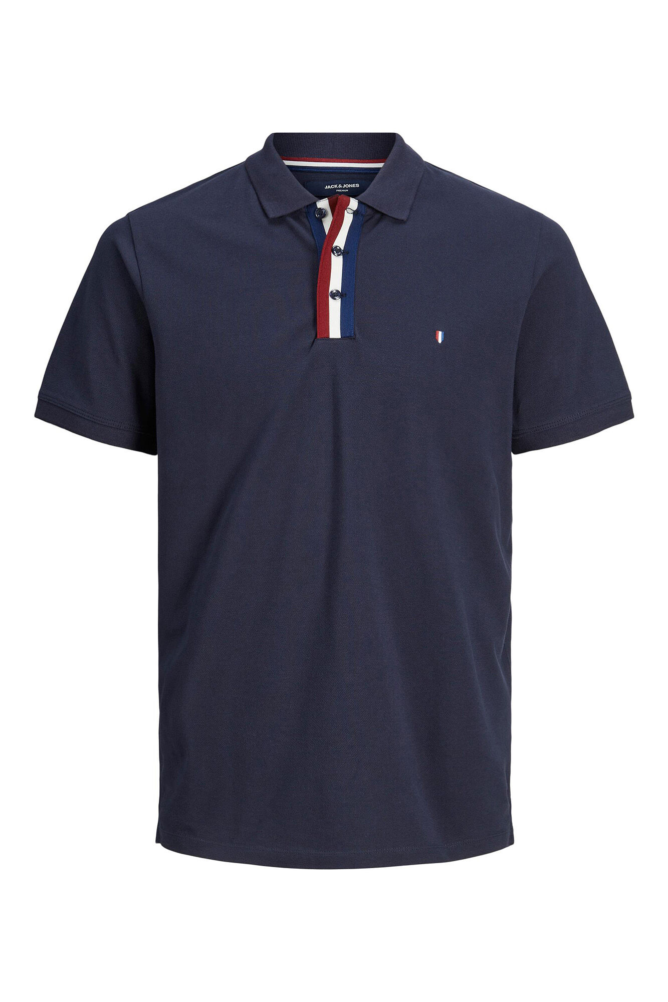 Camisa polo com detalhes bordados - Azul marinho