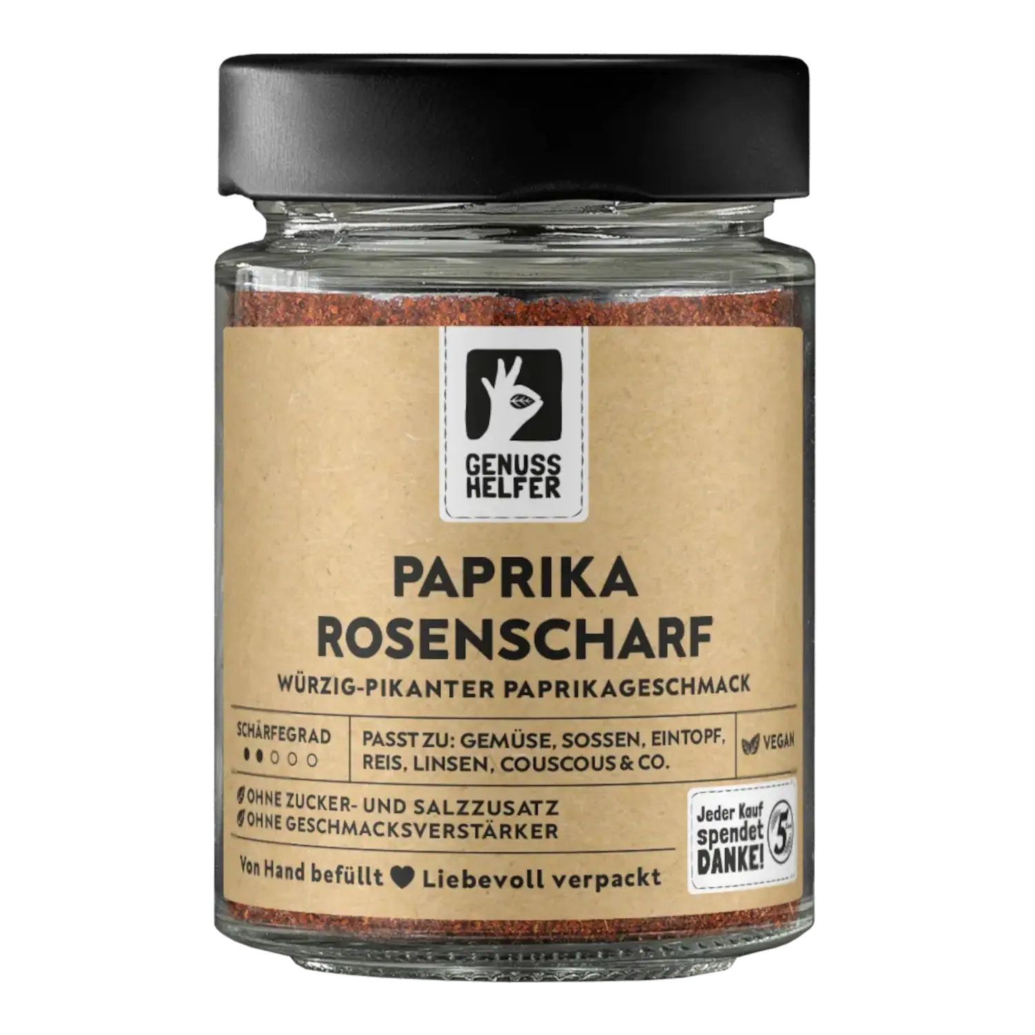 Paprika rosenscharf, gemahlen, im Glas