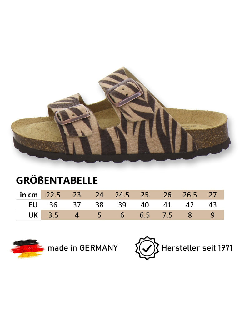 Pantoletten Damen Zweischnaller zebra