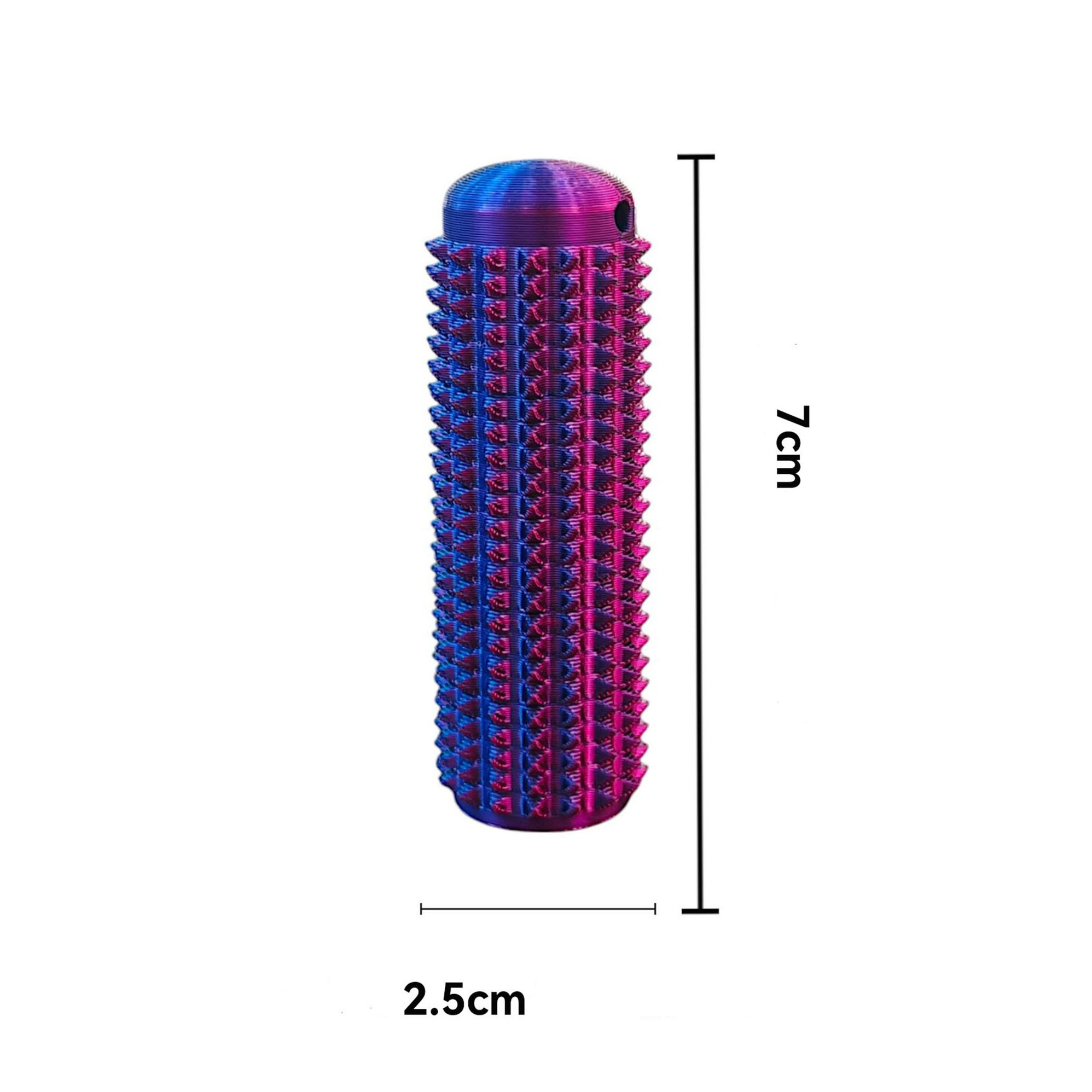 (7x2.5cm) Anti Stress 3D Druck Schlüsselanhänger Spielzeug mit Noppen Struktur Fidget Spiel - Schwarz