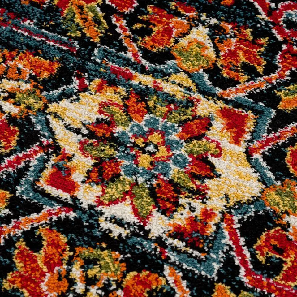 Vintage Marrakech Vloerkleed Zwart / Multi Laagpolig - 200x290 CM