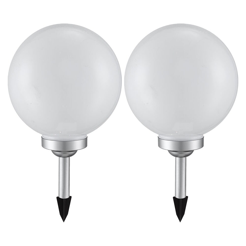 2x LED Solarleuchte, Kugel weiß, DM 25 cm, H 65 cm