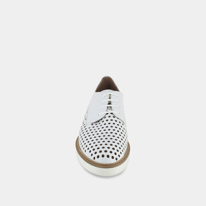 Derbies perforées  en cuir blanc