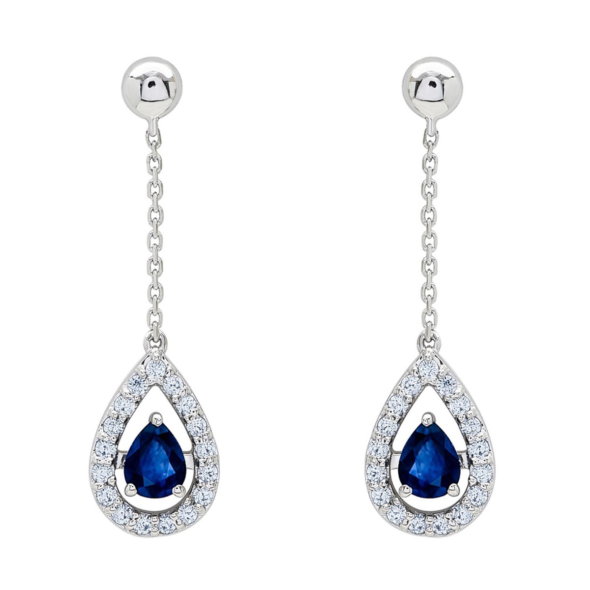 Boucles d'oreilles Brillaxis or blanc saphir oxydes