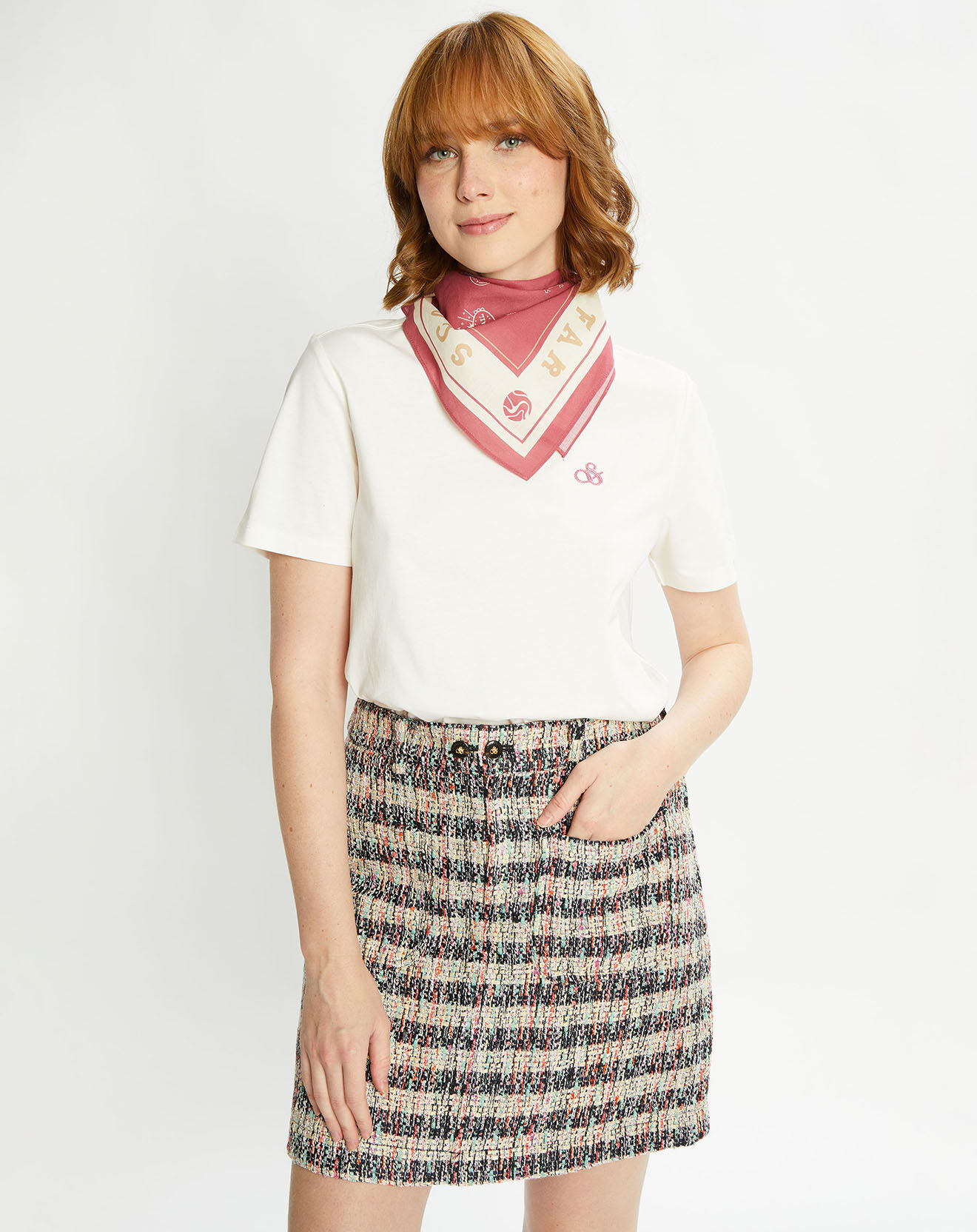 Scotch & Soda T-Shirt 100% Coton Bio Foulard blanc