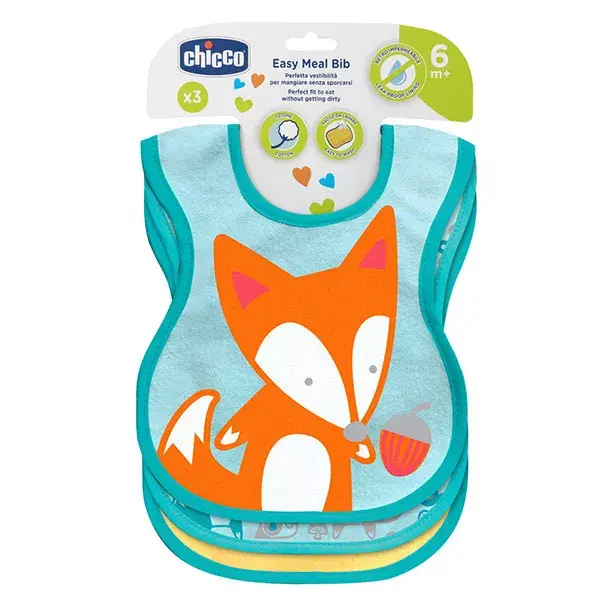 Chicco Repas Bavoirs Décorés +6m Vert 3 unités