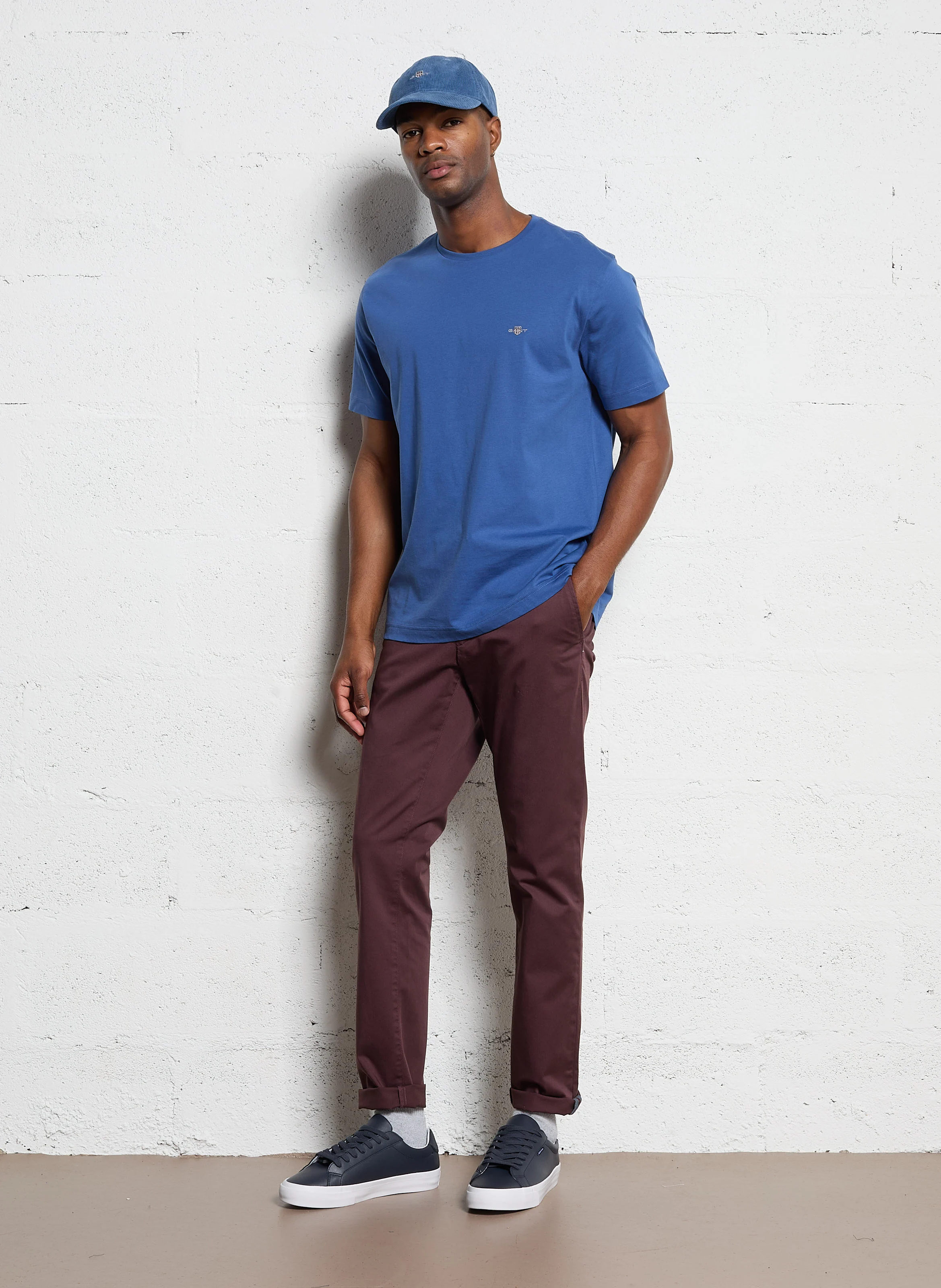 Pantalon slim en coton biologique mélangé | Marron